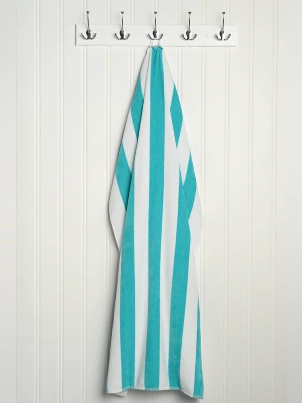 2-Mainstays Cabana Striped Cotton Beach Towel w/ Hanging Loop Blue/White 28x58